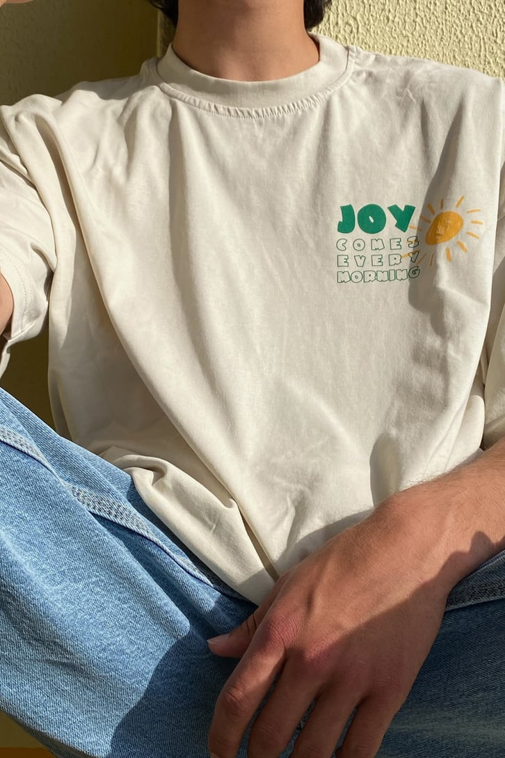 Sun&Joy Baskılı Beyaz Oversize Tshirt
