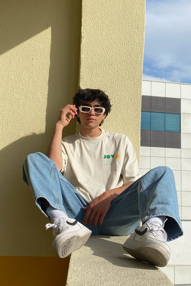Sun&Joy Baskılı Beyaz Oversize Tshirt