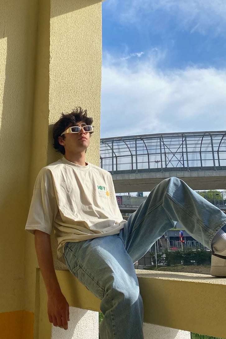 Sun&Joy Baskılı Beyaz Oversize Tshirt