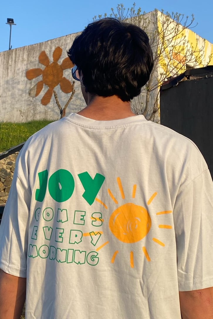 Sun&Joy Baskılı Beyaz Oversize Tshirt