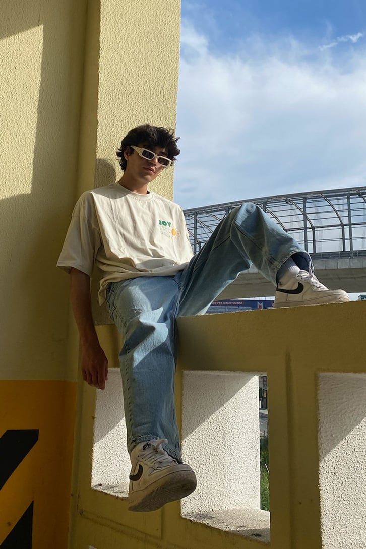 Sun&Joy Baskılı Beyaz Oversize Tshirt