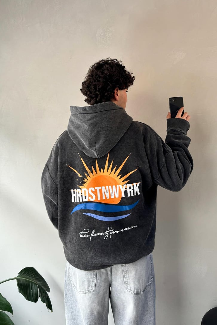 Sunny Writing Baskılı Oversize Hoodie