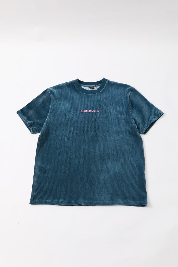 Sunrise Club Nakışlı Mavi Kadife Tshirt