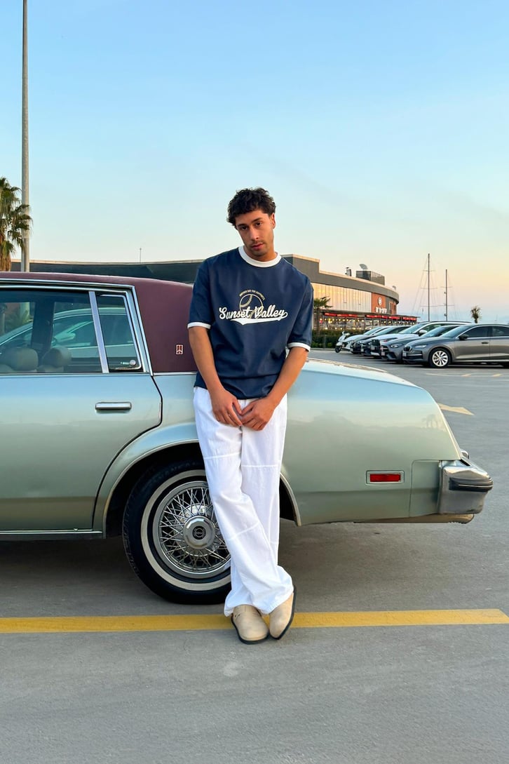 Sunset Valley Baskılı Oversize Tişört
