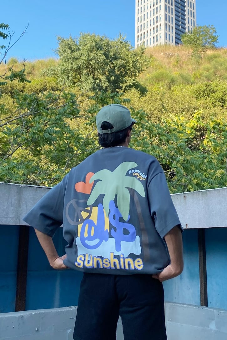 Sunshine Sırt Baskılı Oversize Tshirt