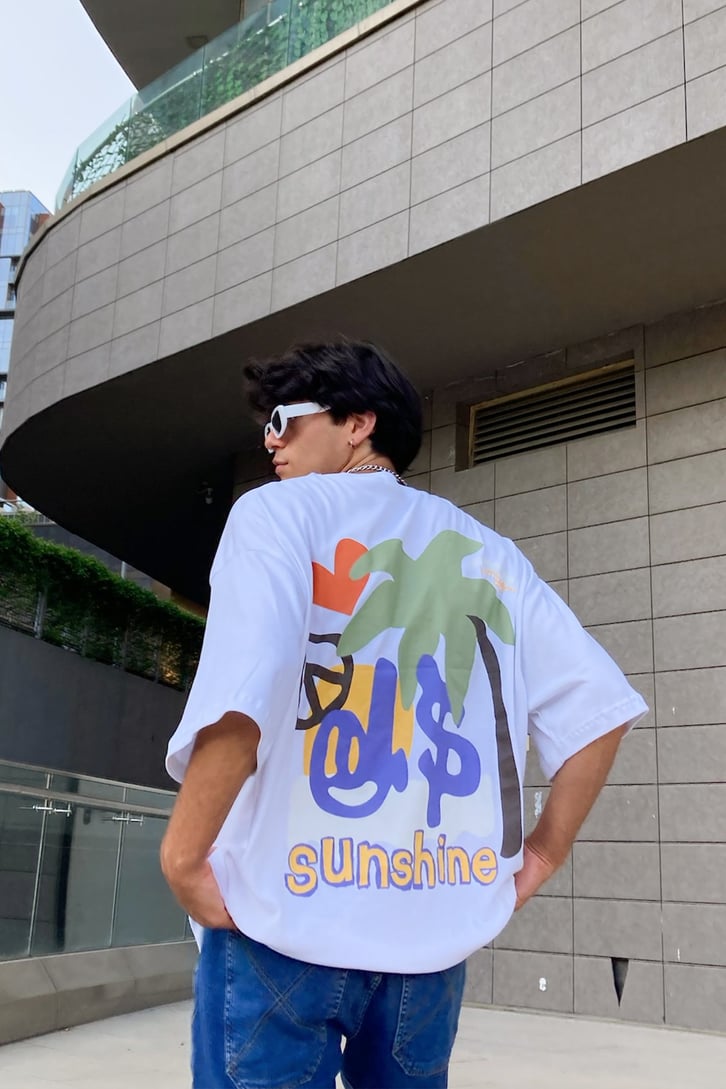 Sunshine Sırt Baskılı Oversize Tshirt