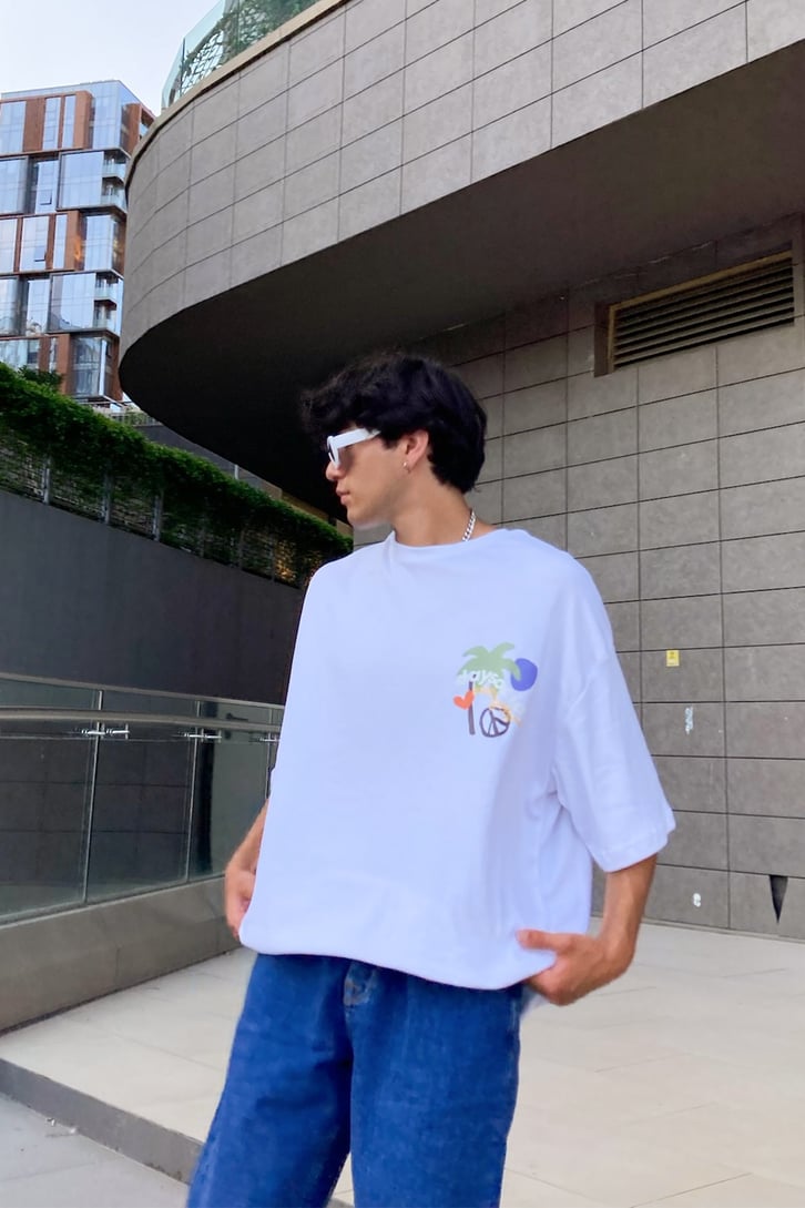 Sunshine Sırt Baskılı Oversize Tshirt
