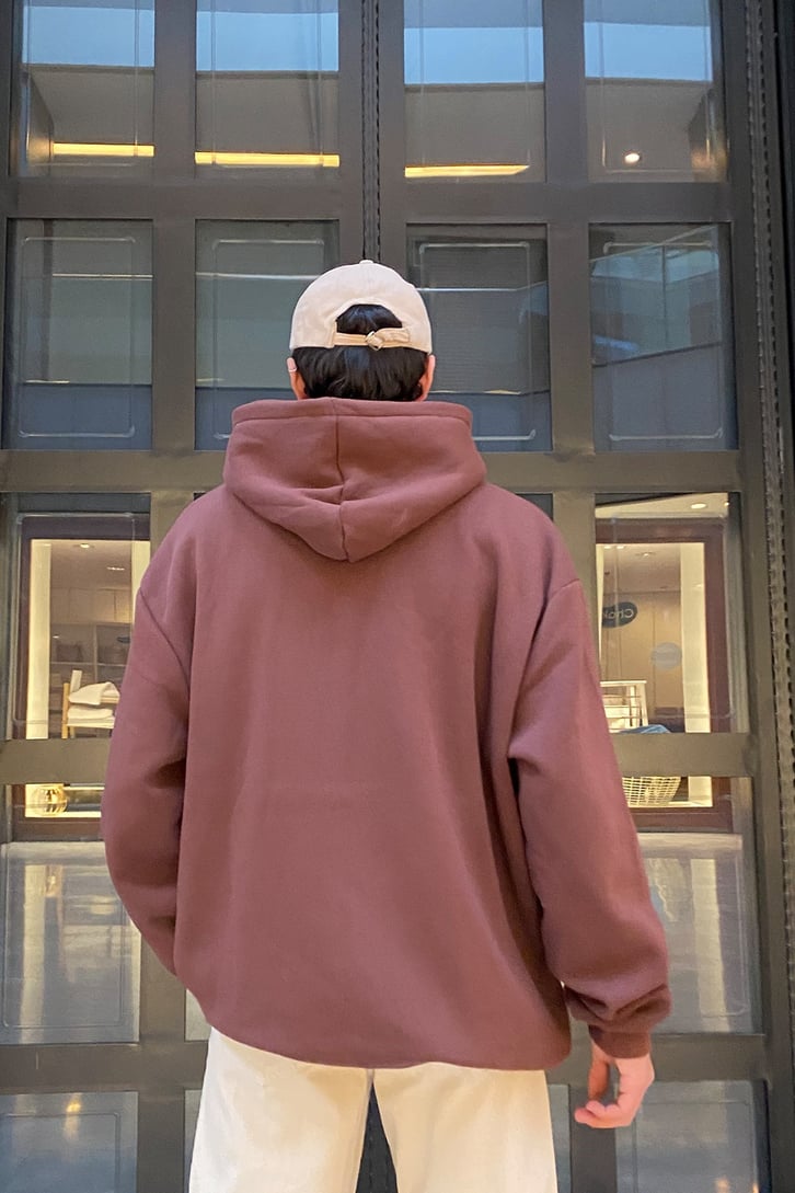 Super Oversize Zip-Up Basic Premium Brown Hoodie