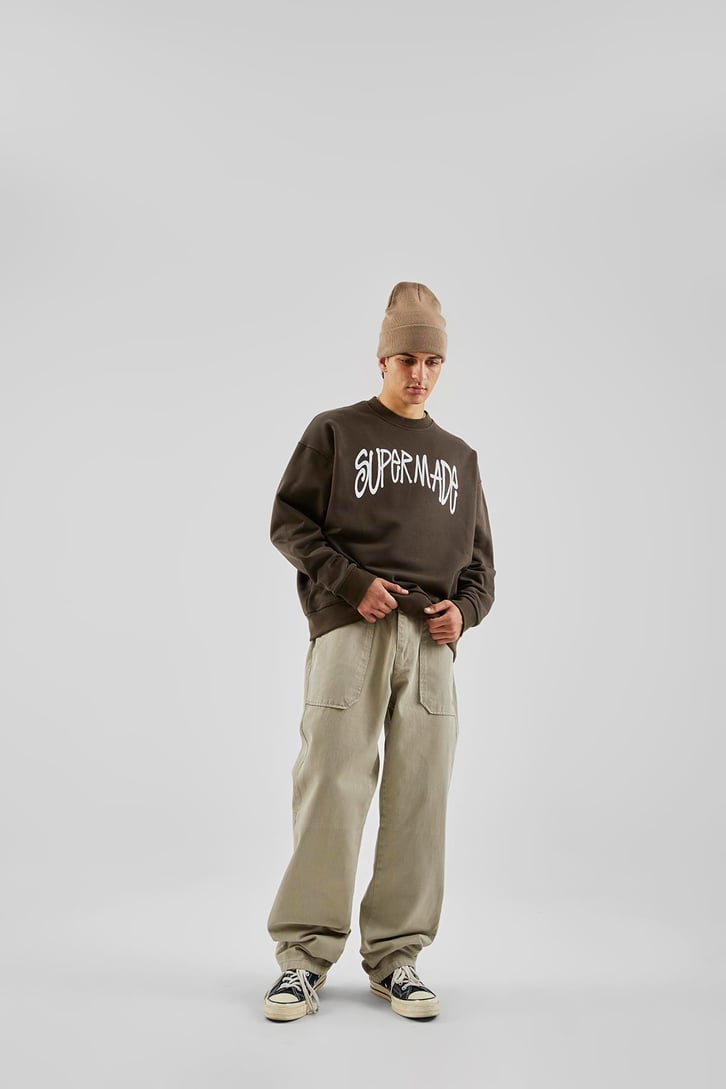 Supermade Baskılı Antrasit Oversize Sweatshirt