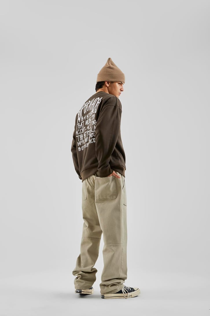 Supermade Baskılı Kahverengi Oversize Sweatshirt