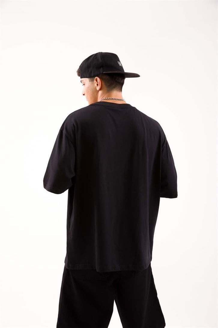 Supermade Baskılı Siyah Oversize Tişört