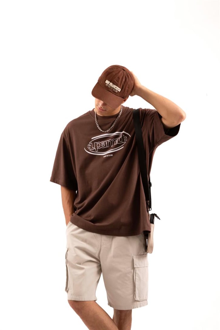Supermade Baskılı Siyah Oversize Tişört