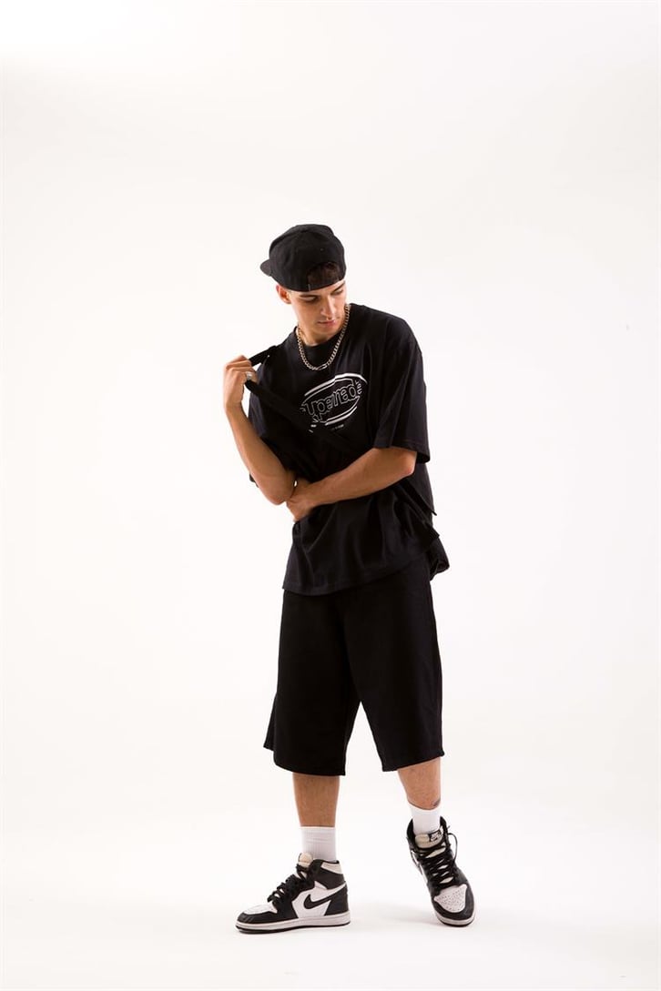 Supermade Baskılı Siyah Oversize Tişört