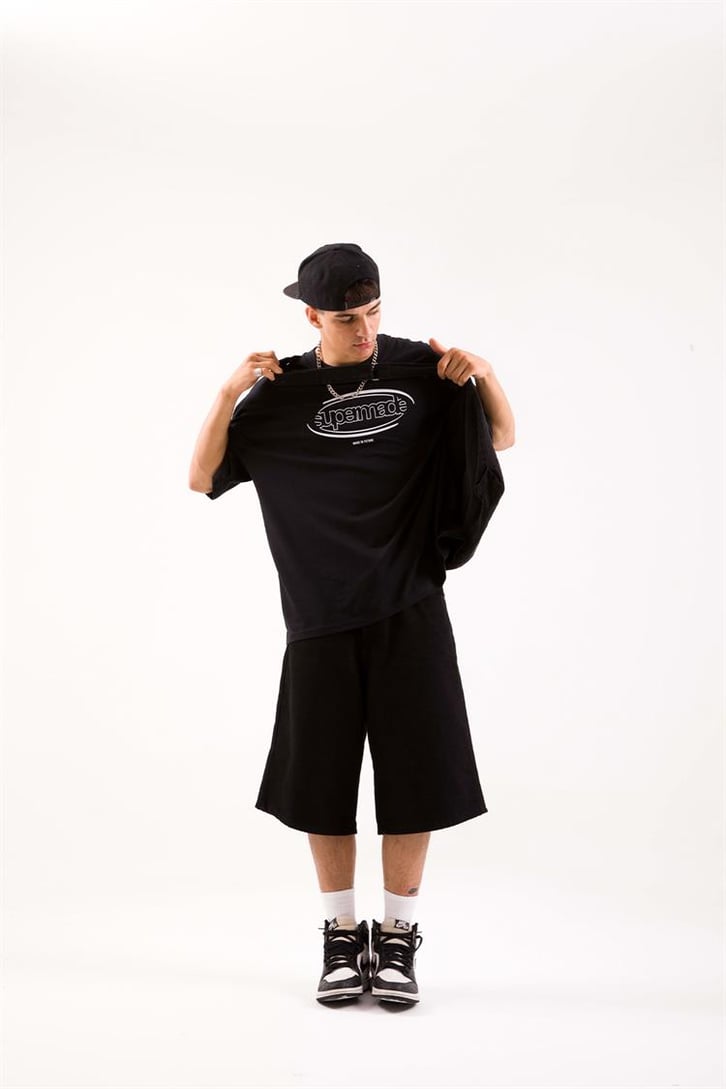 Supermade Baskılı Siyah Oversize Tişört