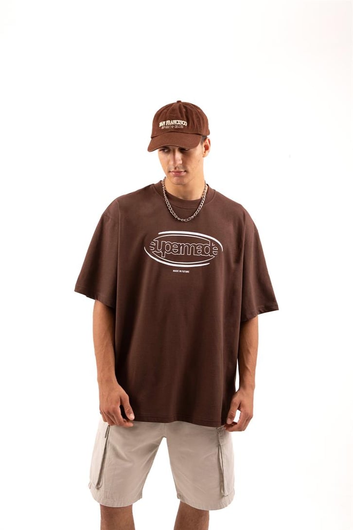 Supermade Baskılı Siyah Oversize Tişört