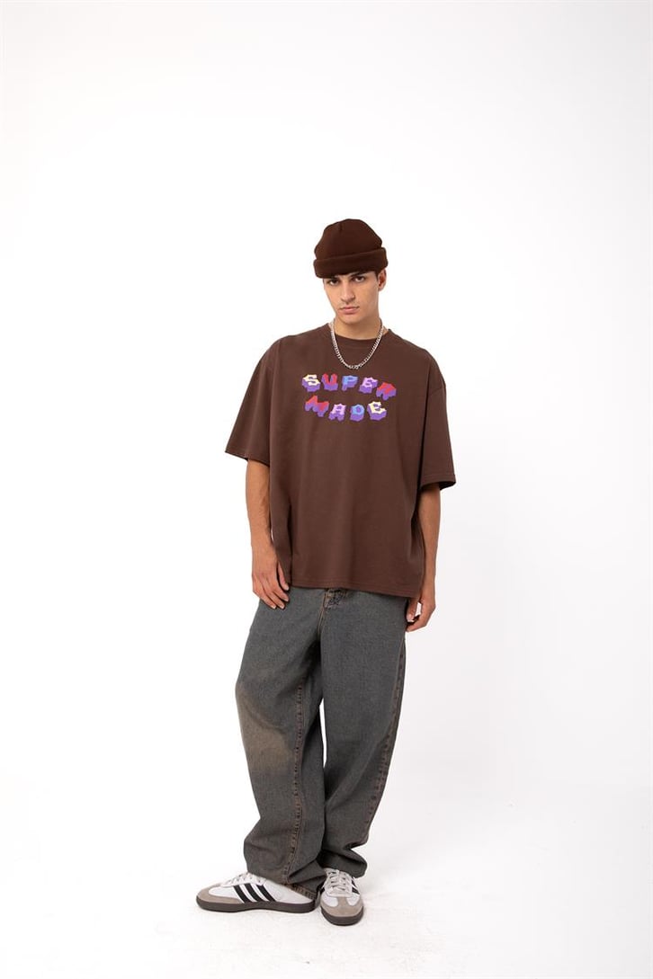 Supermade Colored Kahverengi Oversize Tişört
