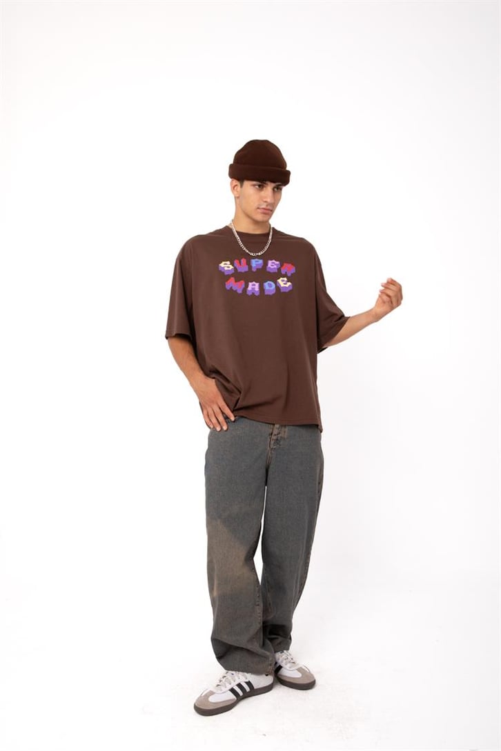 Supermade Colored Kahverengi Oversize Tişört