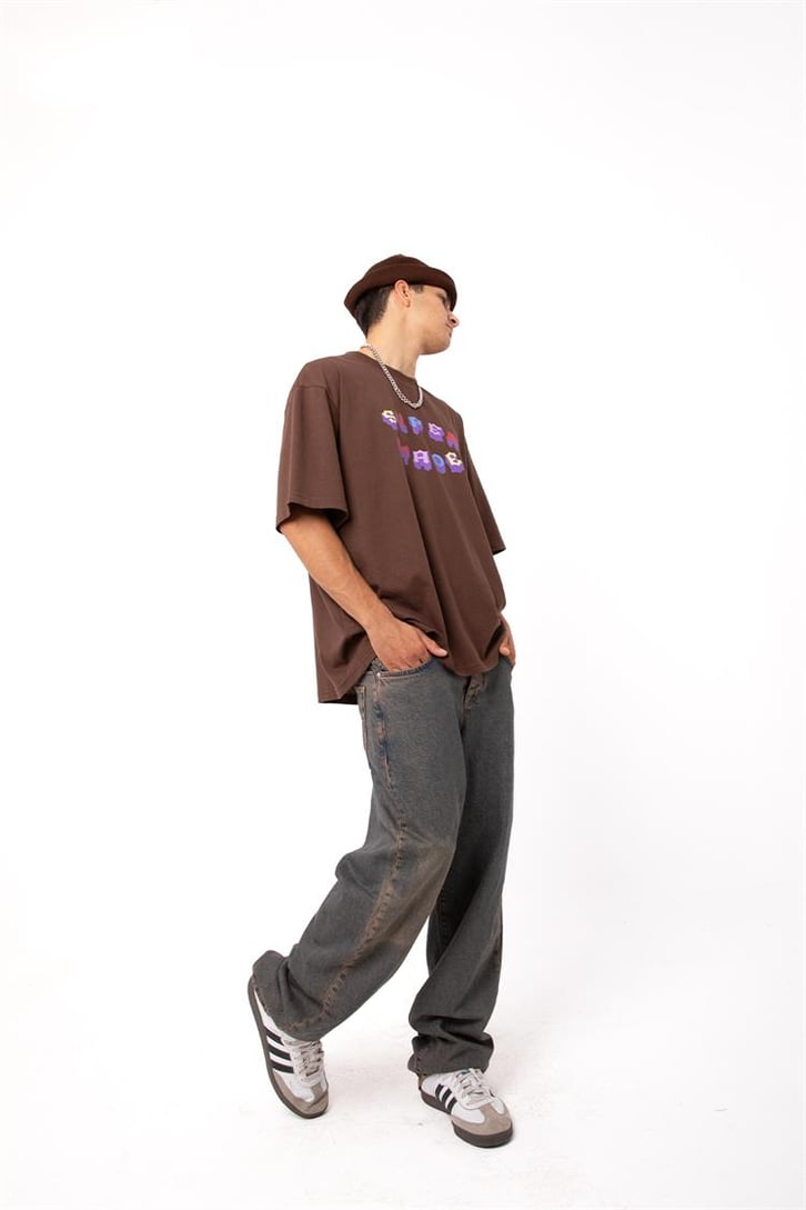 Supermade Colored Kahverengi Oversize Tişört