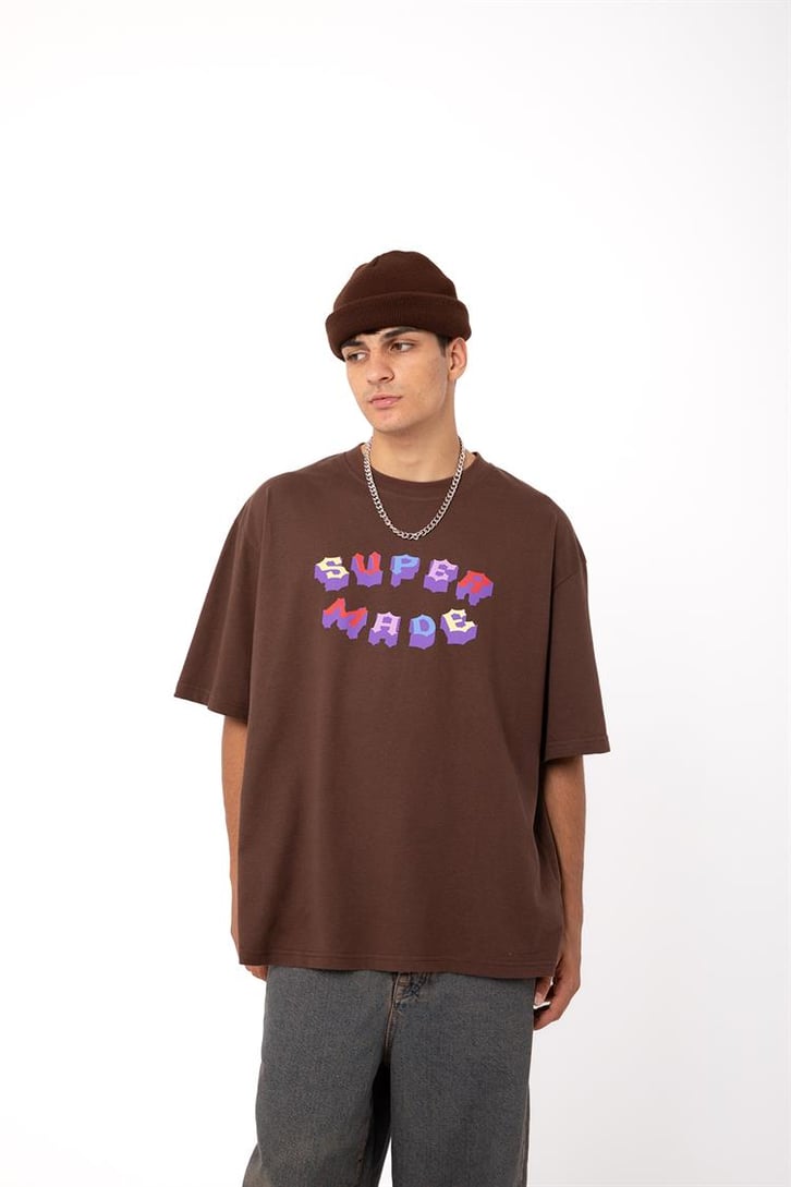 Supermade Colored Kahverengi Oversize Tişört