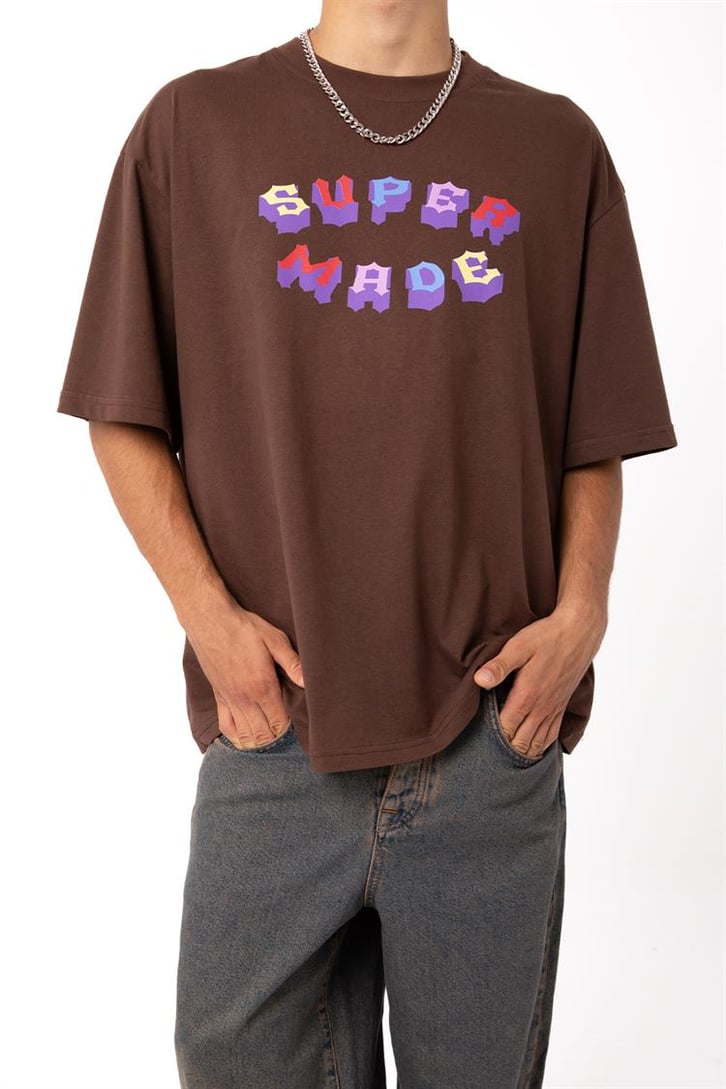 Supermade Colored Kahverengi Oversize Tişört