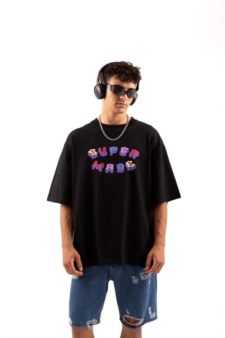 Supermade Colored Siyah Oversize Tişört