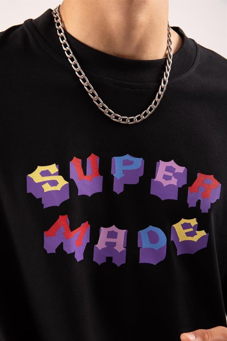Supermade Colored Siyah Oversize Tişört