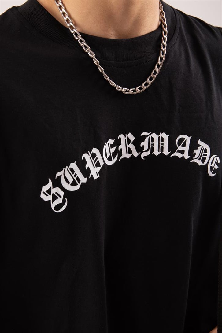 Supermade Gothic Text Siyah Oversize Tişört