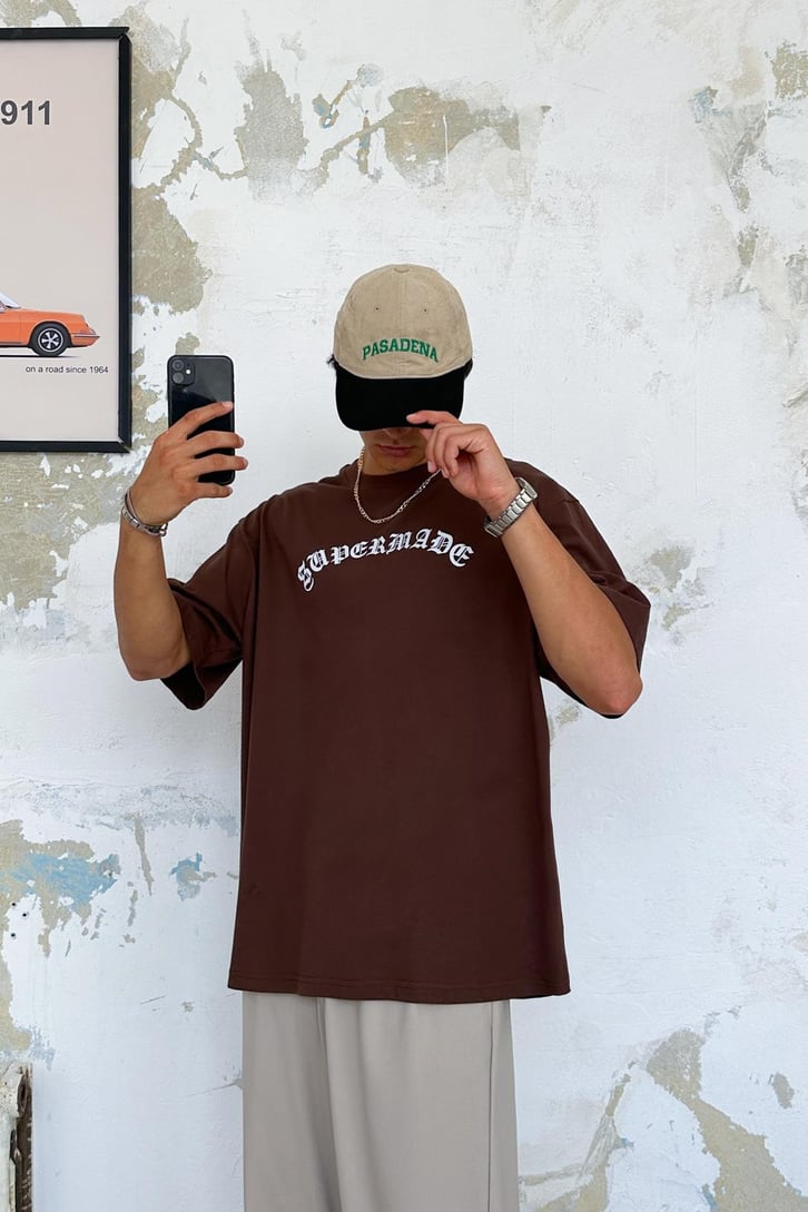 Supermade Gothic Text Siyah Oversize Tişört