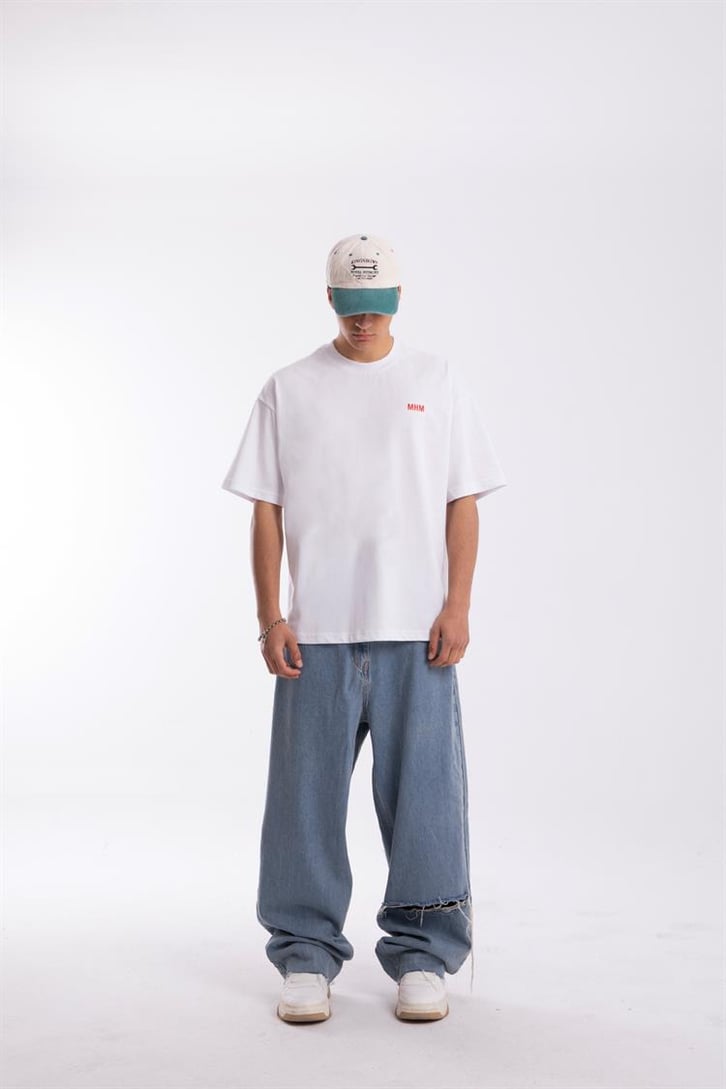 Survive Sırt Baskılı Beyaz Oversize Tshirt
