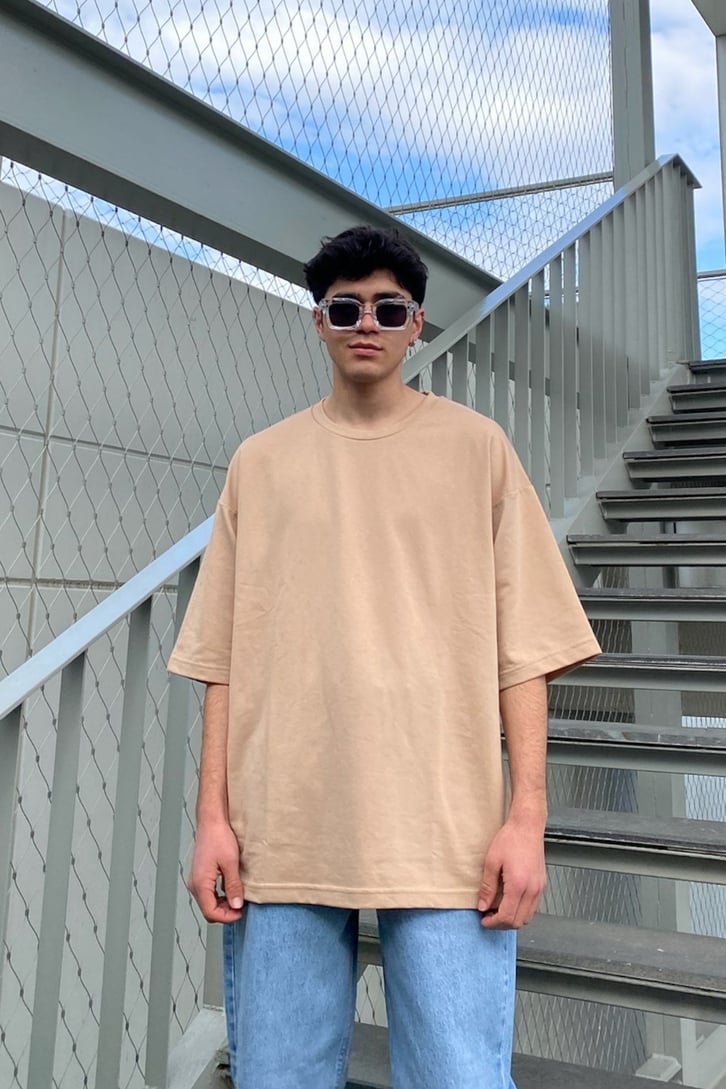 Sütlü Kahve Oversize Basic Tshirt