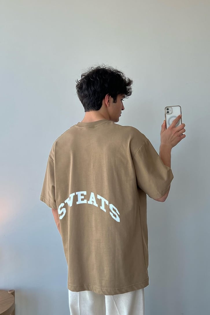 Sweats Baskılı Siyah Oversize Tişört