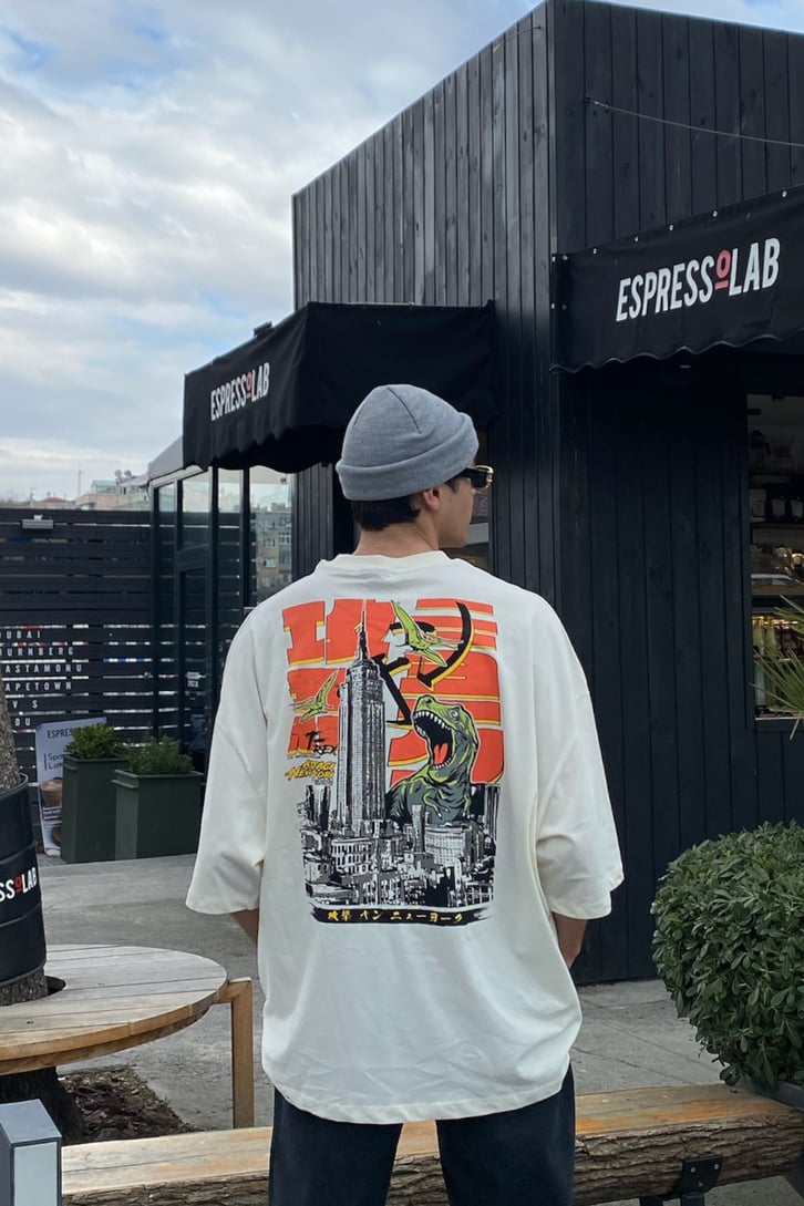 T-Rex in The City Oversize Printed Tshirt