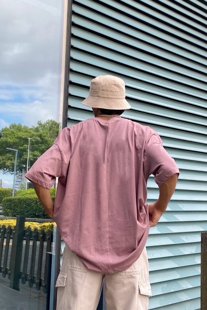 Take it Easy Baskılı Gül Kurusu Oversize Tshirt