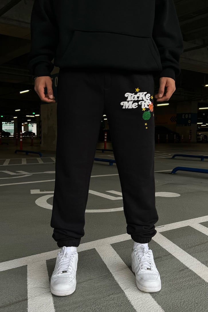 Take Me To Space Siyah Jogger Eşofman Altı