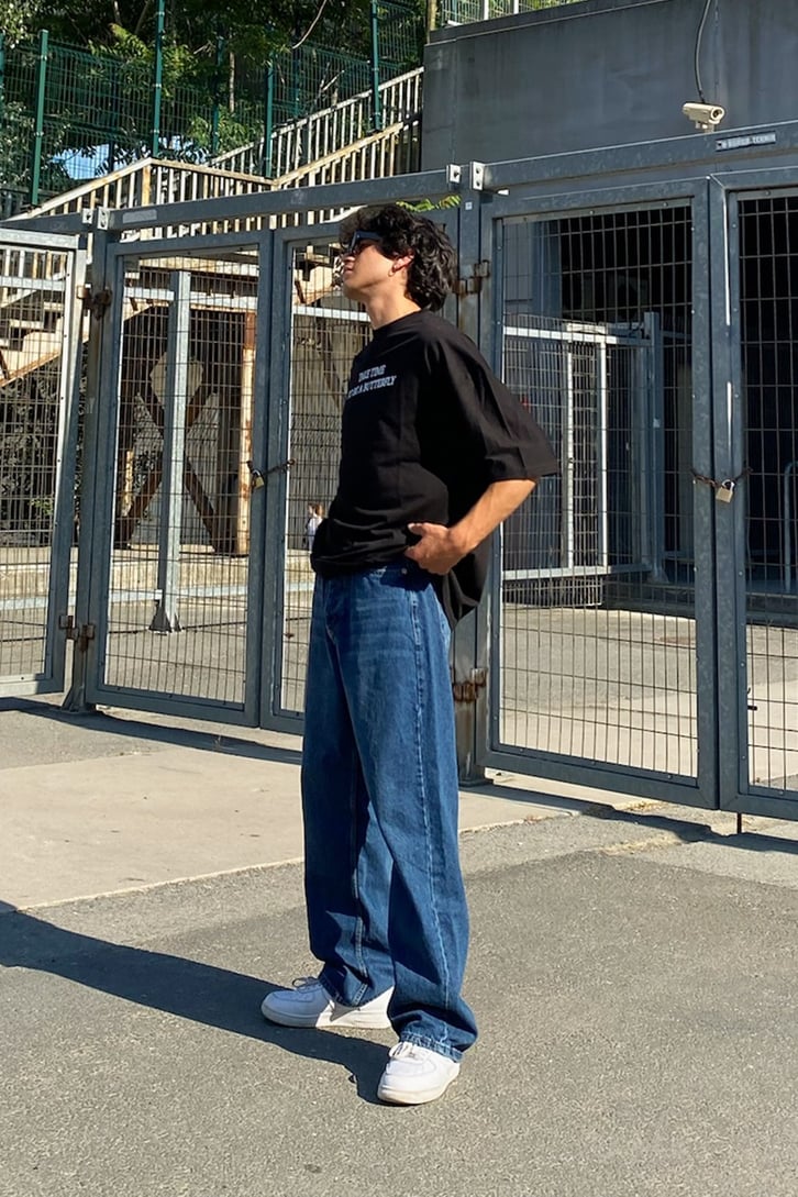Take Time Butterfly Baskılı Siyah Oversize Tshirt