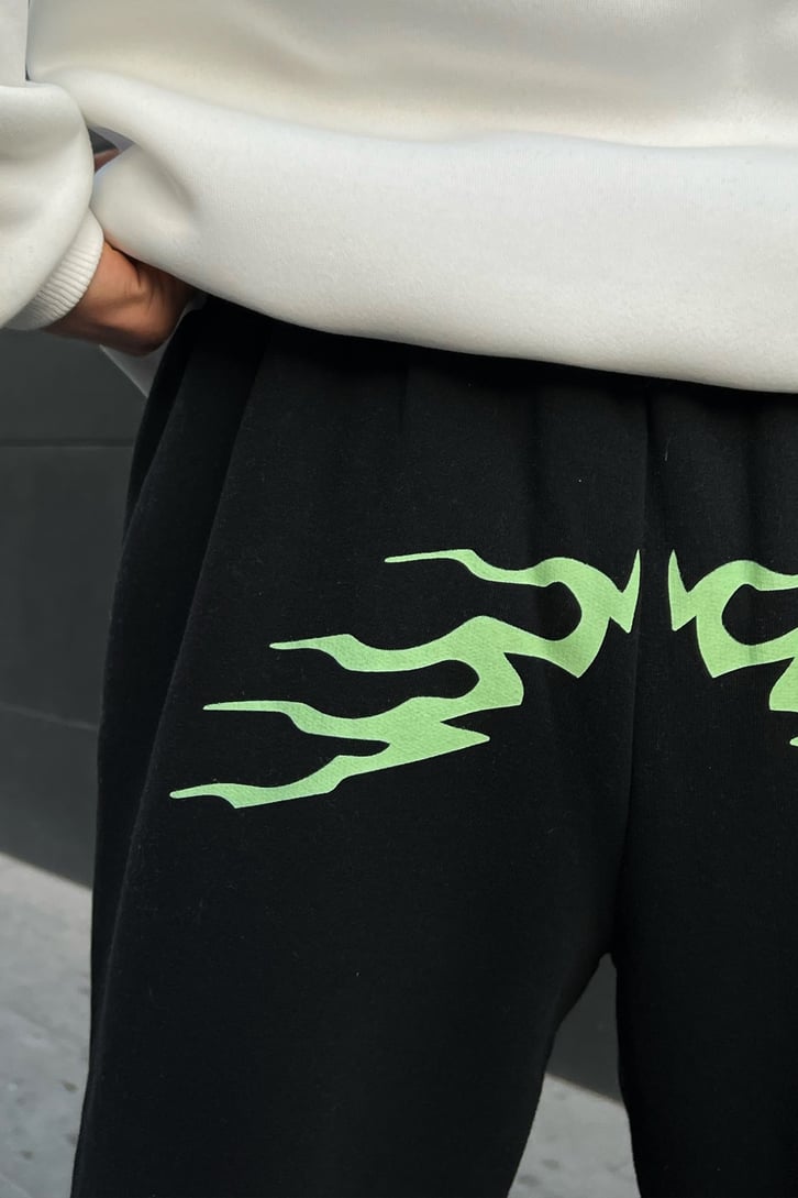 Taş İşlemeli Siyah Jogger Fit Eşofman Altı