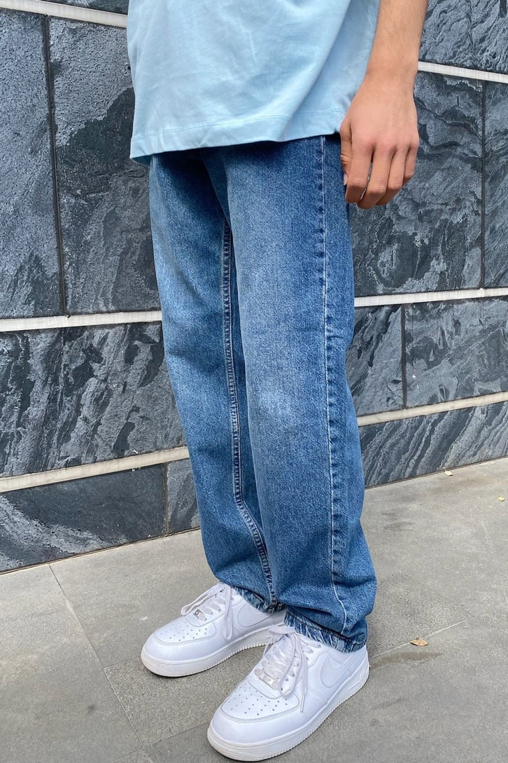 Taşlamalı Mavi Regular Fit Jean