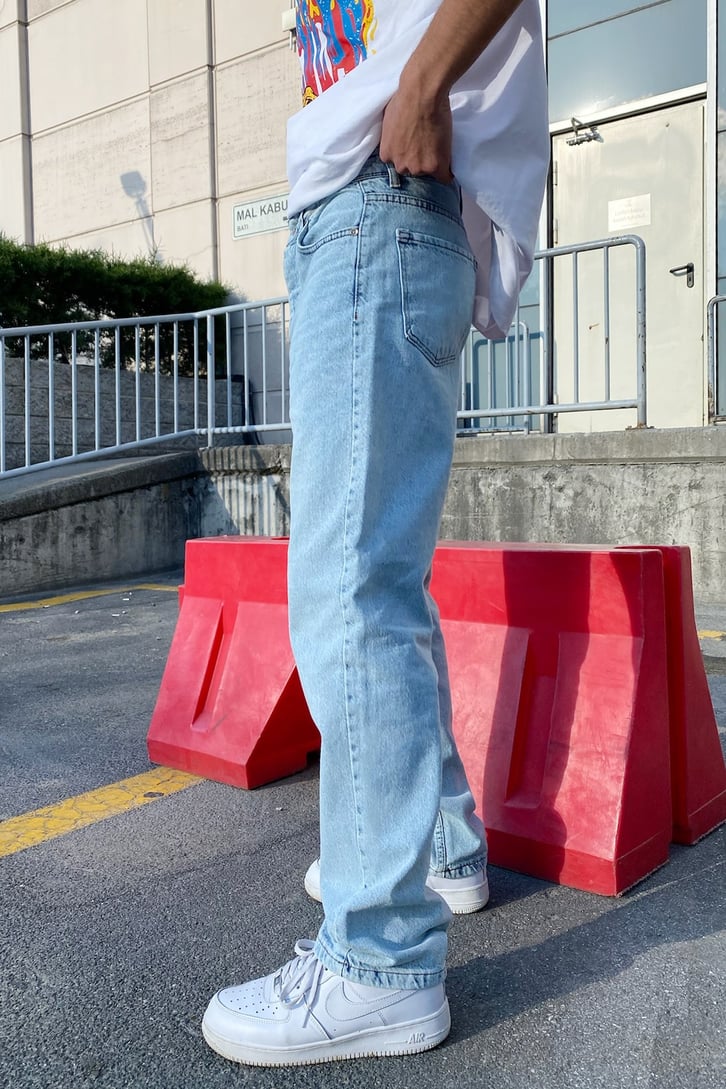 Taşlamalı Mavi Regular Fit Jean