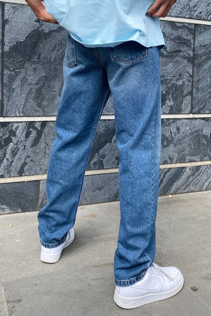 Taşlamalı Mavi Regular Fit Jean