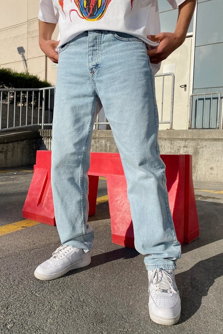 Taşlamalı Mavi Regular Fit Jean