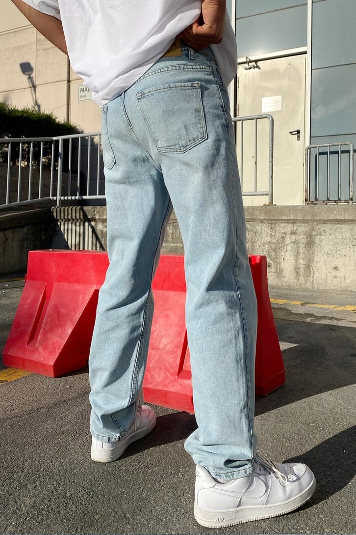 Taşlamalı Mavi Regular Fit Jean