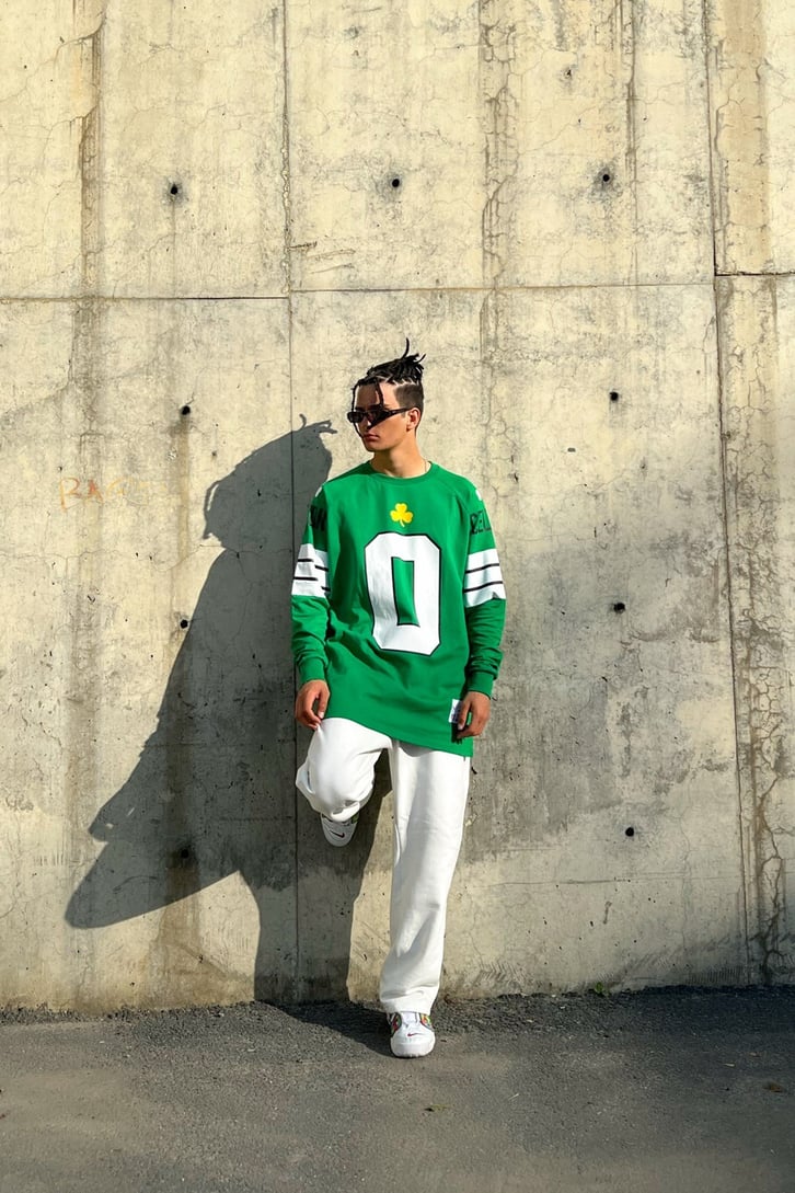 Tatum 0 Baskılı Yeşil Oversize Sweatshirt