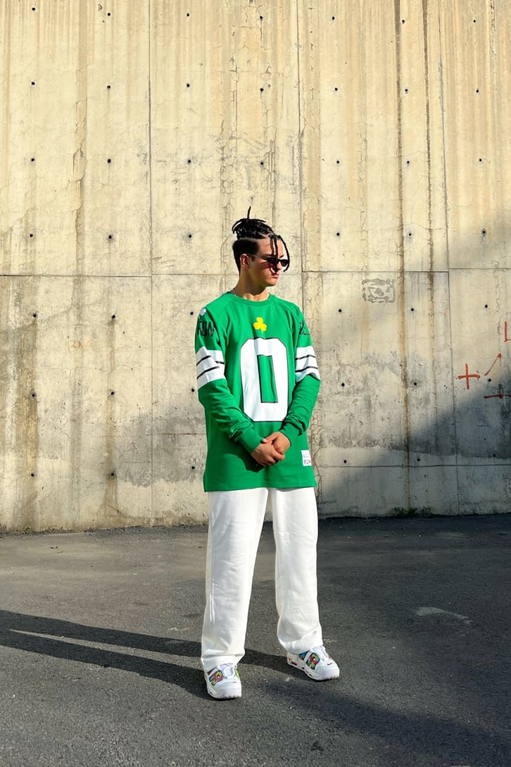 Tatum 0 Baskılı Yeşil Oversize Sweatshirt