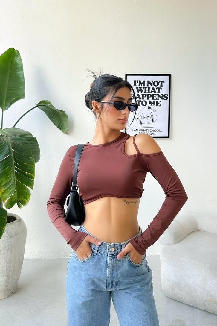 Tek Askılı Uzun Kollu Crop