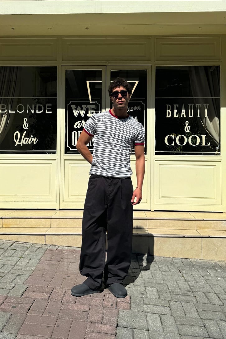 Tek Pile Geçişli Baggy Pantolon