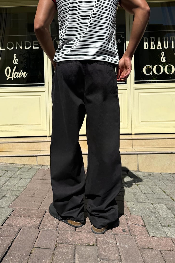 Tek Pile Geçişli Baggy Pantolon