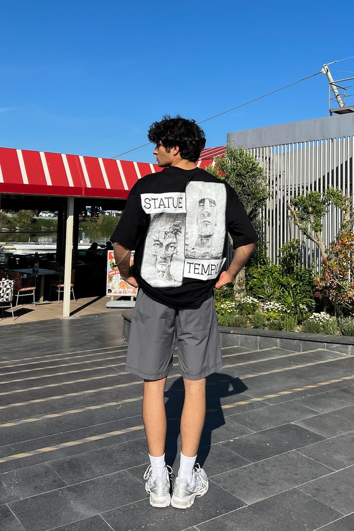 Temple Print Oversize Tişört