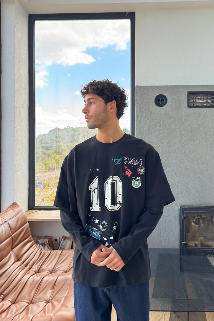 Ten Baskılı Sweatshirt