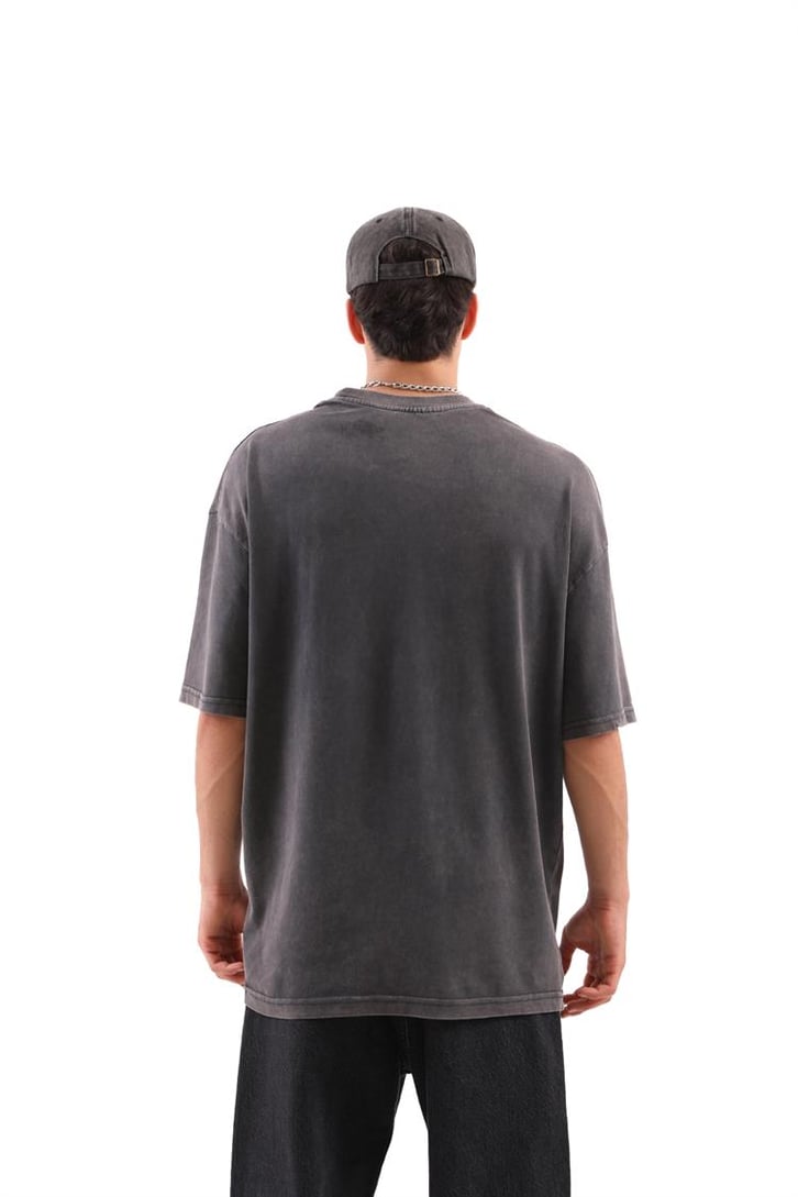Text Baskılı Acid Wash Tshirt