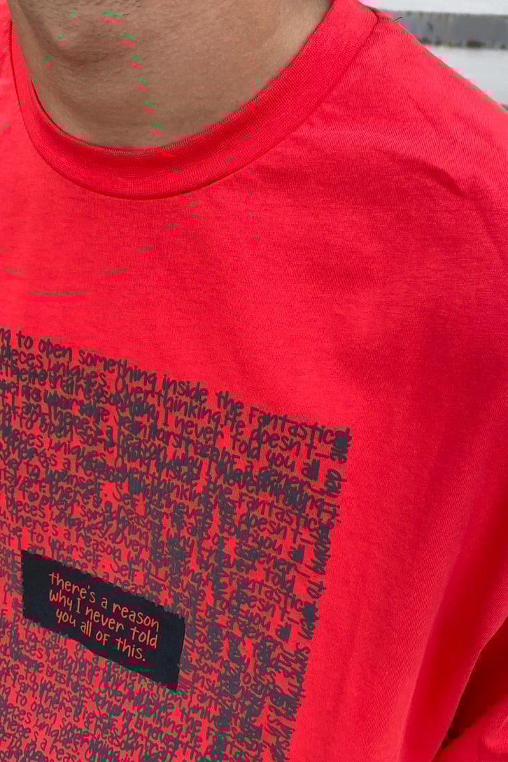 Text Baskılı Kırmızı Oversize Tshirt